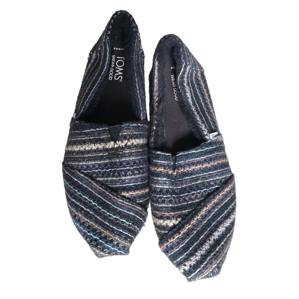 TOMS Women's Black Fur Casual Shoes Size 6.5 - Picture 1 of 5
